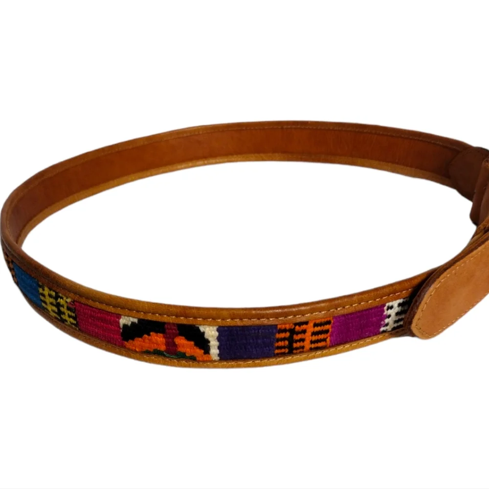 Native Guatemala Handwoven Leather Belt